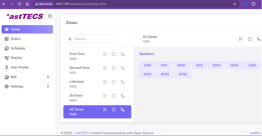 PA system - Manager interface 1