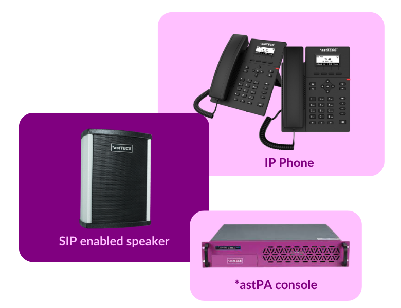 public announcement system with IP phone and SIP enabled speaker