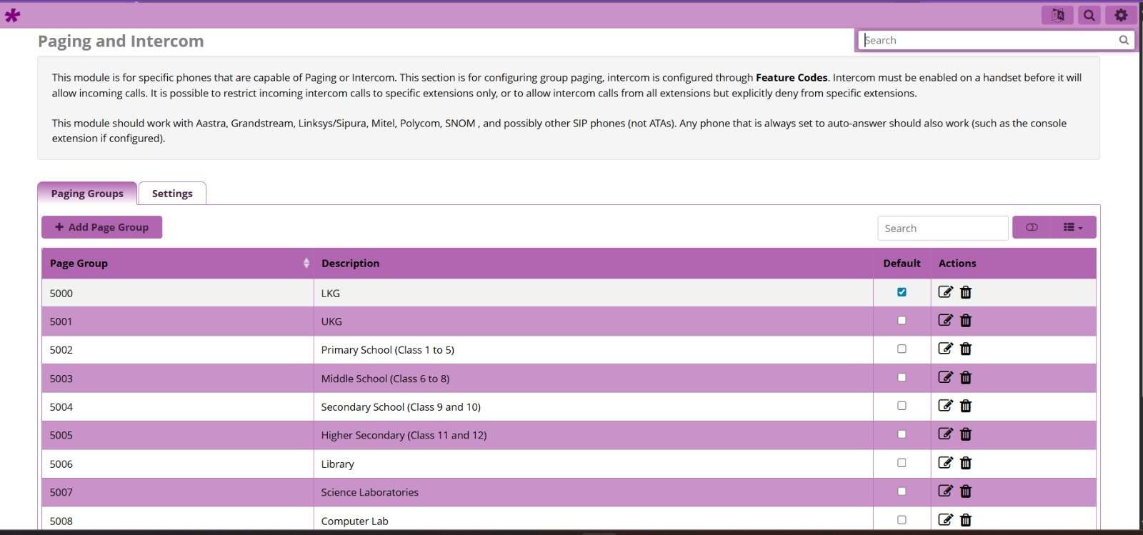 Admin dashboard - school ip pa system